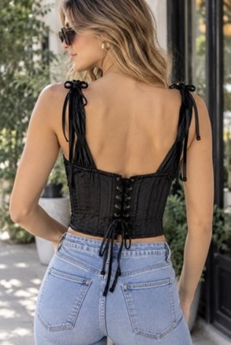 VRL Girl Black Sleeveless Corset Top Tie Straps NWT Festival Punk Grunge Sz 8